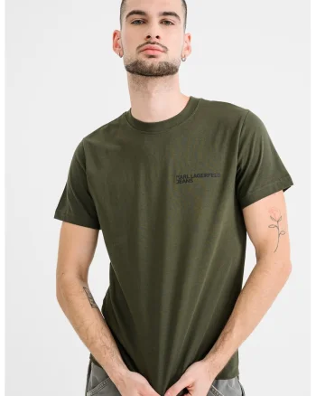 Tricou slim fit de bumbac organic, Kaki inchis
