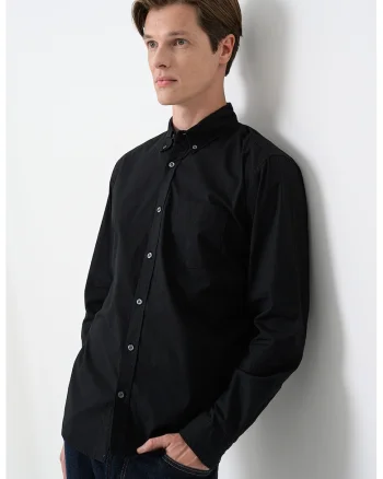 Camasa Oxford de bumbac, Negru