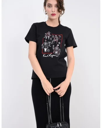 Tricou din bumbac organic cu imprimeu grafic, Rosu/Negru