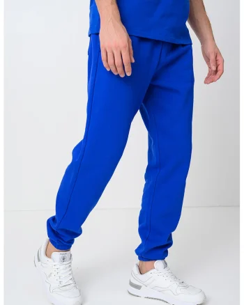 Pantaloni de trening din amestec de bumbac cu logo, Albastru royal