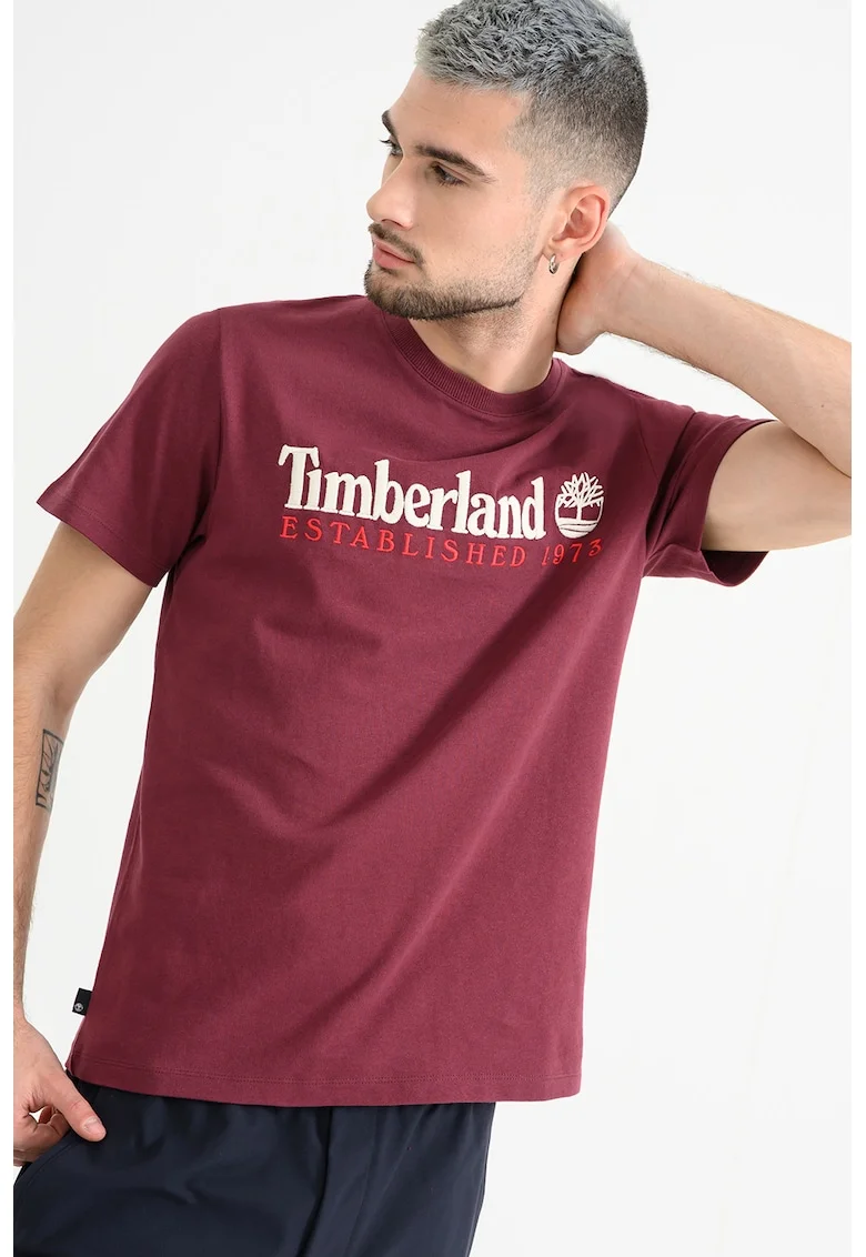 Tricou regular fit cu logo brodat, Violet tyrian