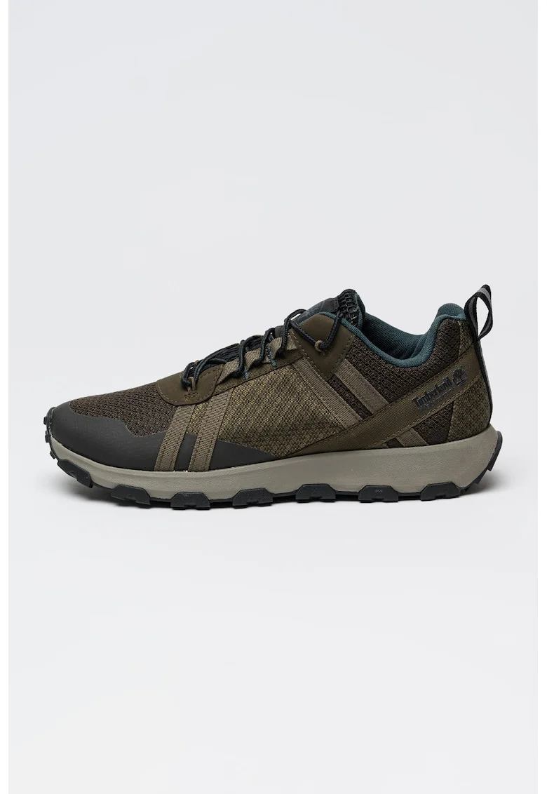 Pantofi sport impermeabili cu insertii de plasa Winsor Trail, Negru stins/Kaki inchis