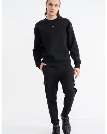 Bluza de trening cu croiala lejera Dettil, Negru