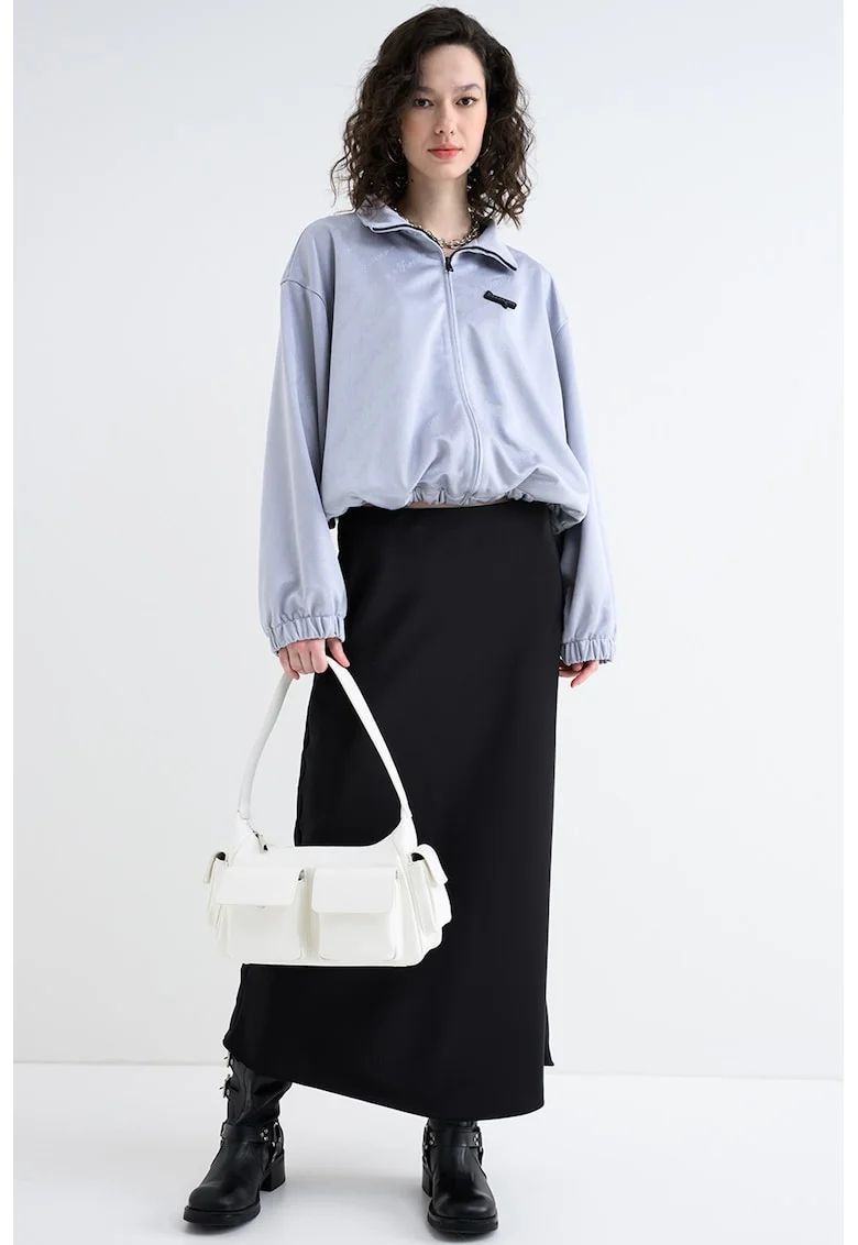 Bluza de trening supradimensionata cu fermoar Dales, Gri deschis