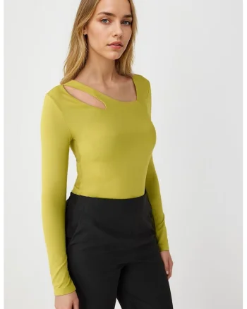 Bluza cu decupaj, Verde masliniu