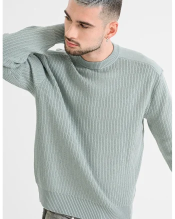 Pulover din amestec de lana cu striatii Koltorp, Verde menta