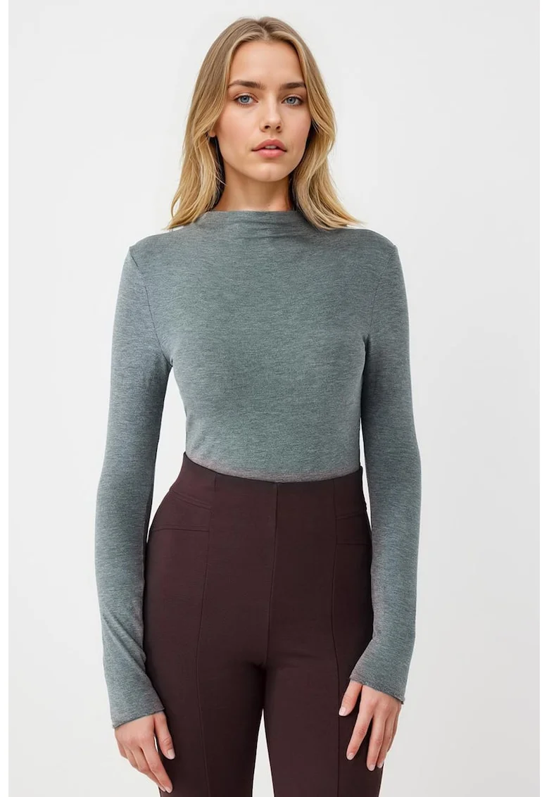 Bluza slim fit, Gri inchis melange