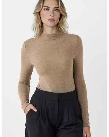 Bluza slim fit, Bej melange
