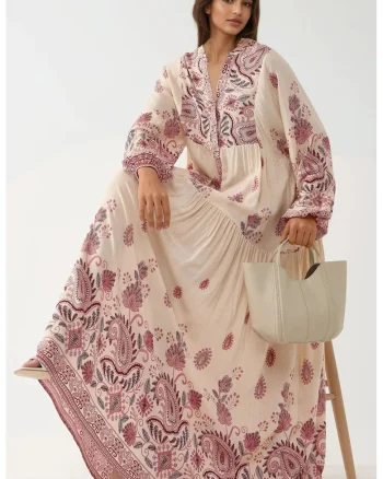 Rochie maxi,  decolteu in V, rosu, material textil