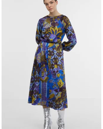 Rochie midi cu model, Albastru royal