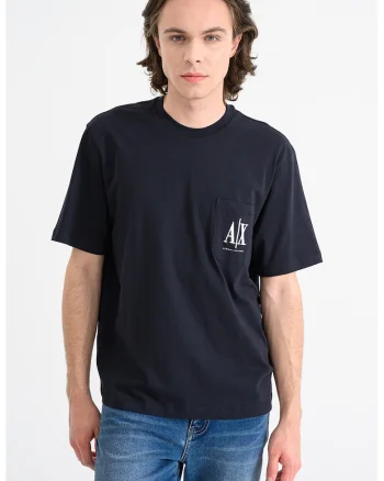 Tricou cu decolteu la baza gatului si buzunar pe piept, Albastru ultramarin