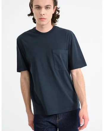 Tricou cu imprimeu logo pe partea din spate, Albastru ultramarin