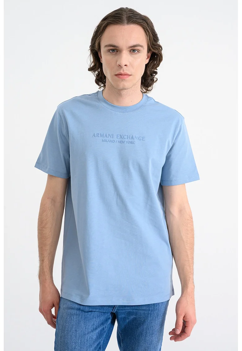 Tricou cu imprimeu logo, Albastru lavanda