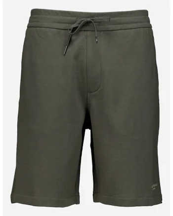 Pantaloni scurti uni din bumbac cu snur, Kaki inchis