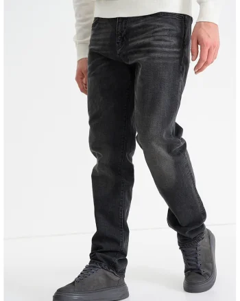 Blugi regular-fit cu aspect decolorat, Gri antracit