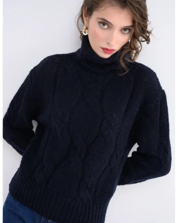 Pulover din amestec de lana Antille, Albastru ultramarin