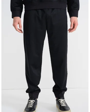 Pantaloni de trening cu snur si buzunare cu fermoar, Negru stins