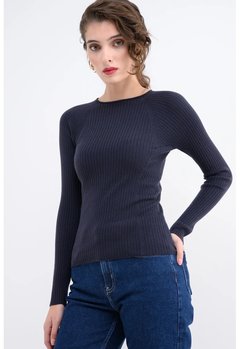 Pulover slim fit de lana Osanna, Bleumarin