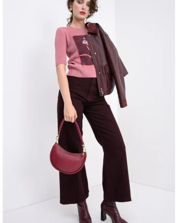 Pulover cu maneci medii Noel, Violet prafuit