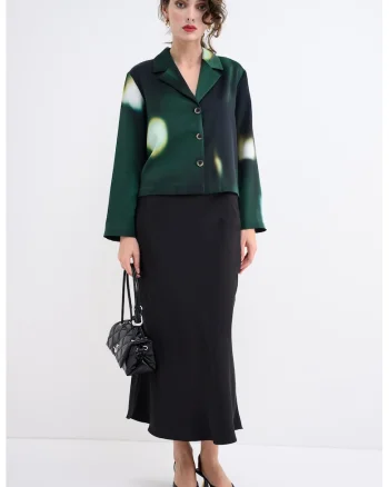 Sacou cu model si maneci lungi, Verde/Bleumarin