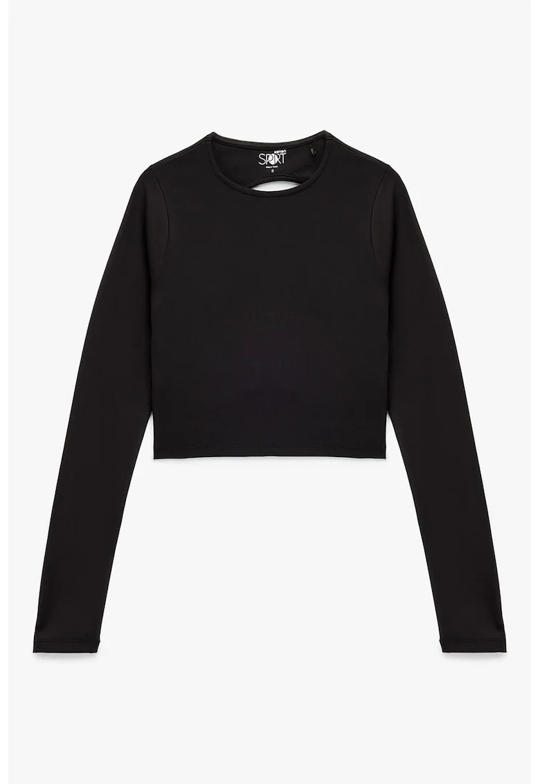 Bluza crop cu decupaj pe spate, Negru