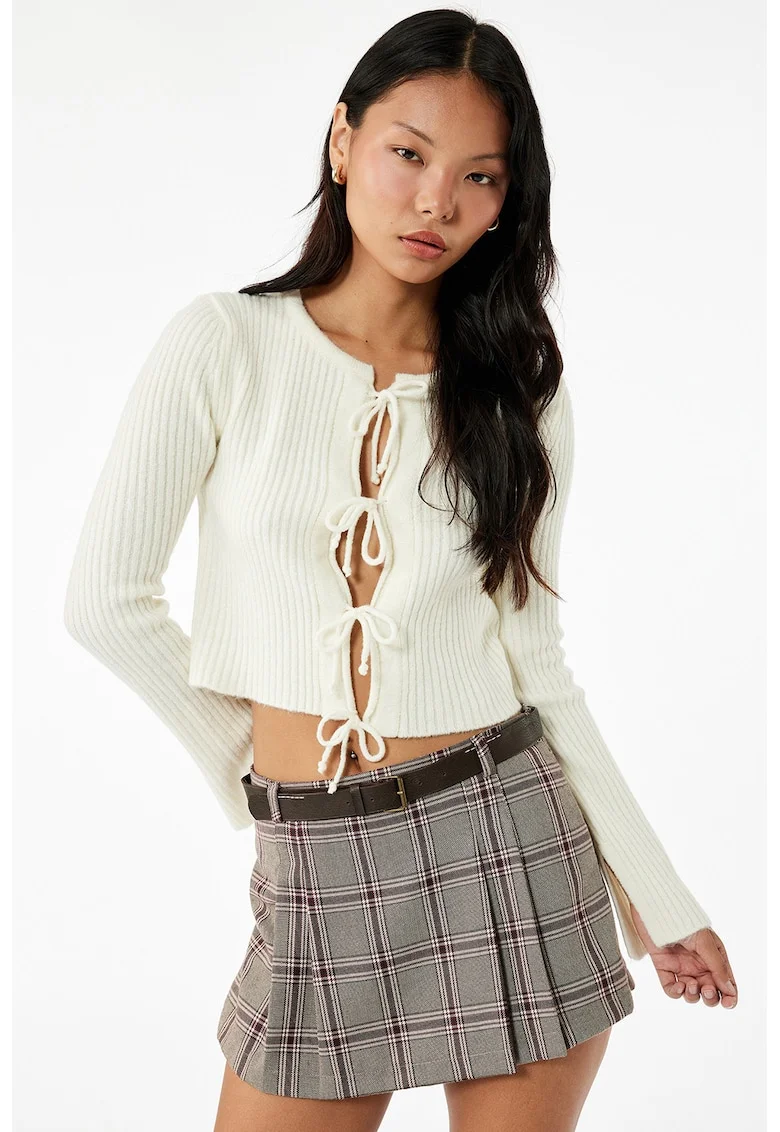 Pulover crop uni, Alb fildes