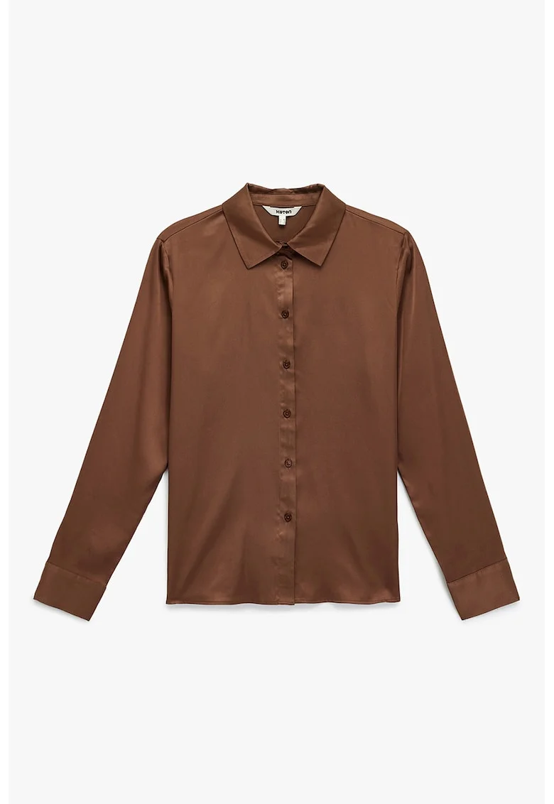 Camasa regular fit cu model uni, Maro scortisoara