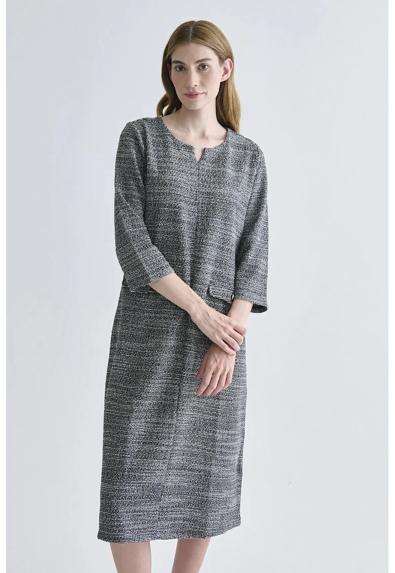 Rochie midi din tuid, Gri melange