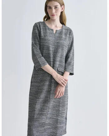 Rochie midi din tuid, Gri melange