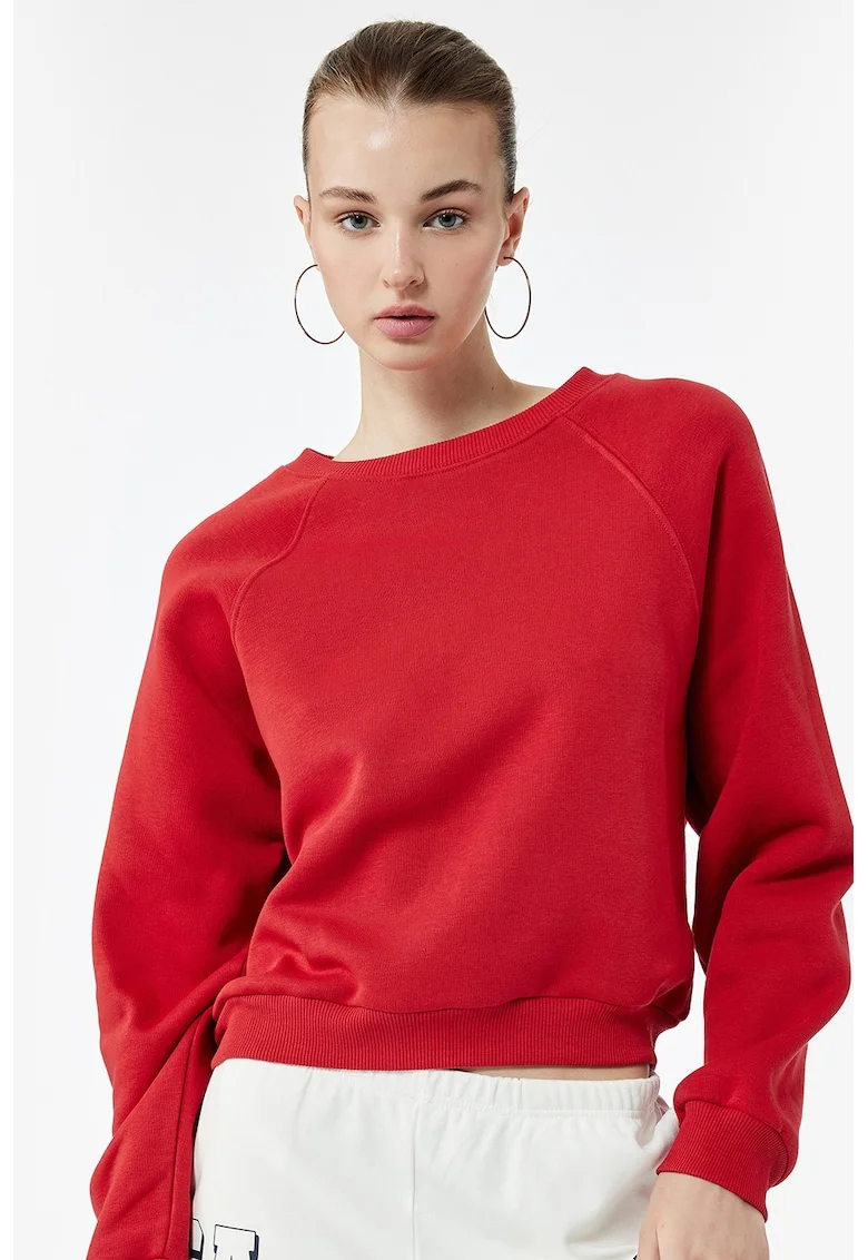 Bluza de trening cu maneci raglan, Rosu vermillion