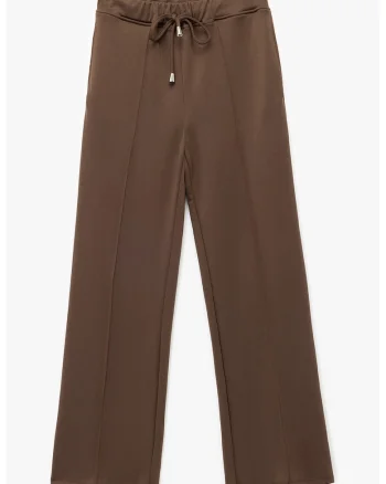 Pantaloni de trening din amestec de modal cu snur, Maro deschis