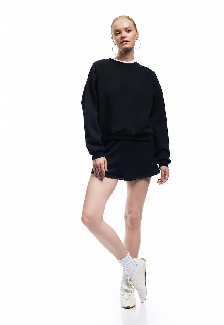Bluza de trening cu maneci raglan, Negru