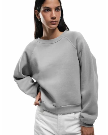 Bluza de trening cu maneci raglan, Gri cenusiu