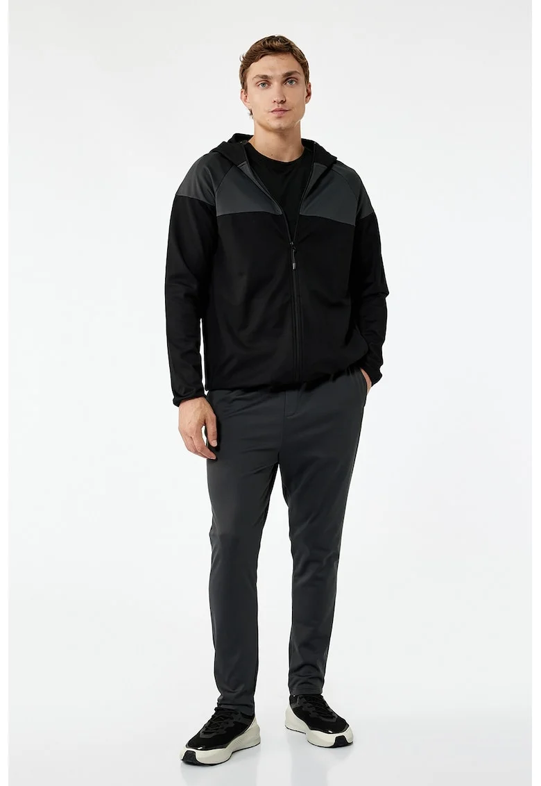 Pantaloni de trening cu snur si buzunare laterale, Gri antracit