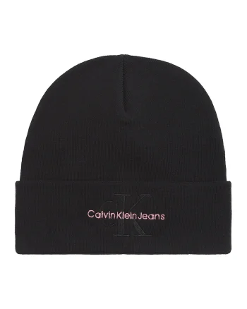 Caciula din bumbac organic cu broderie logo, Negru/Roz pastel