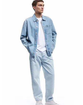Blugi relaxed fit cu talie medie, Albastru deschis