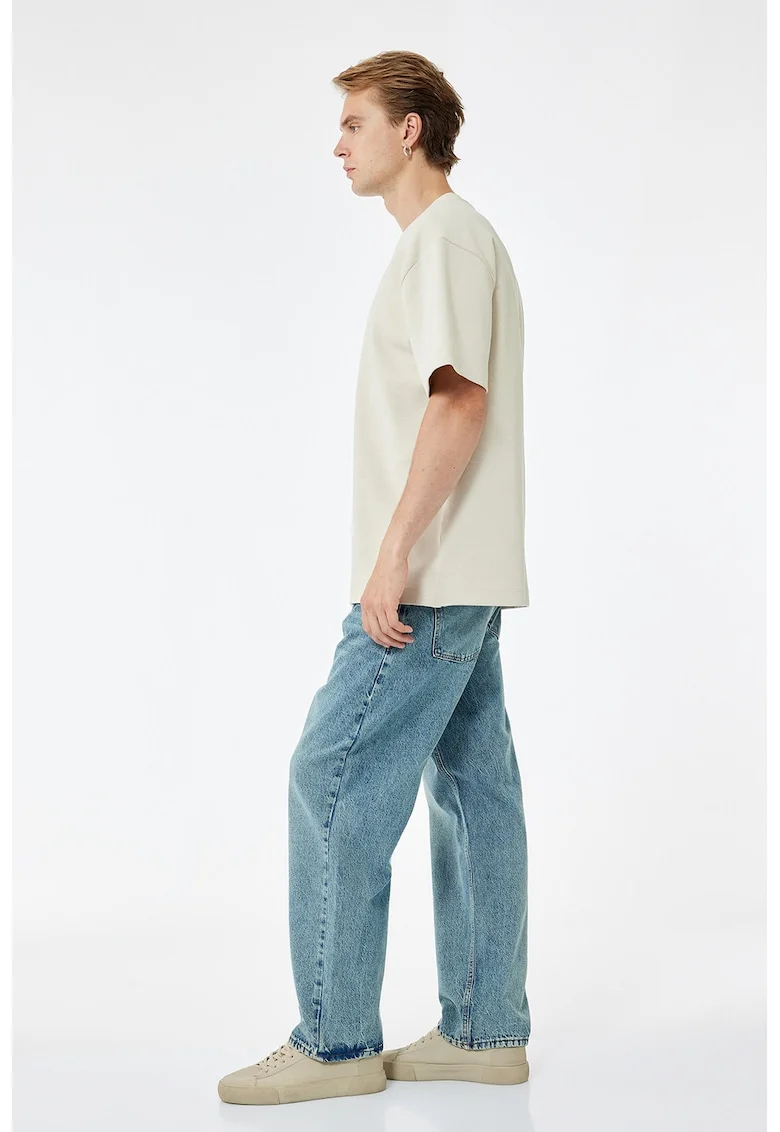 Blugi relaxed fit cu talie medie, Albastru petrol