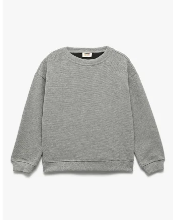 Bluza de trening cu decolteu la baza gatului si maneci cazute, Gri melange