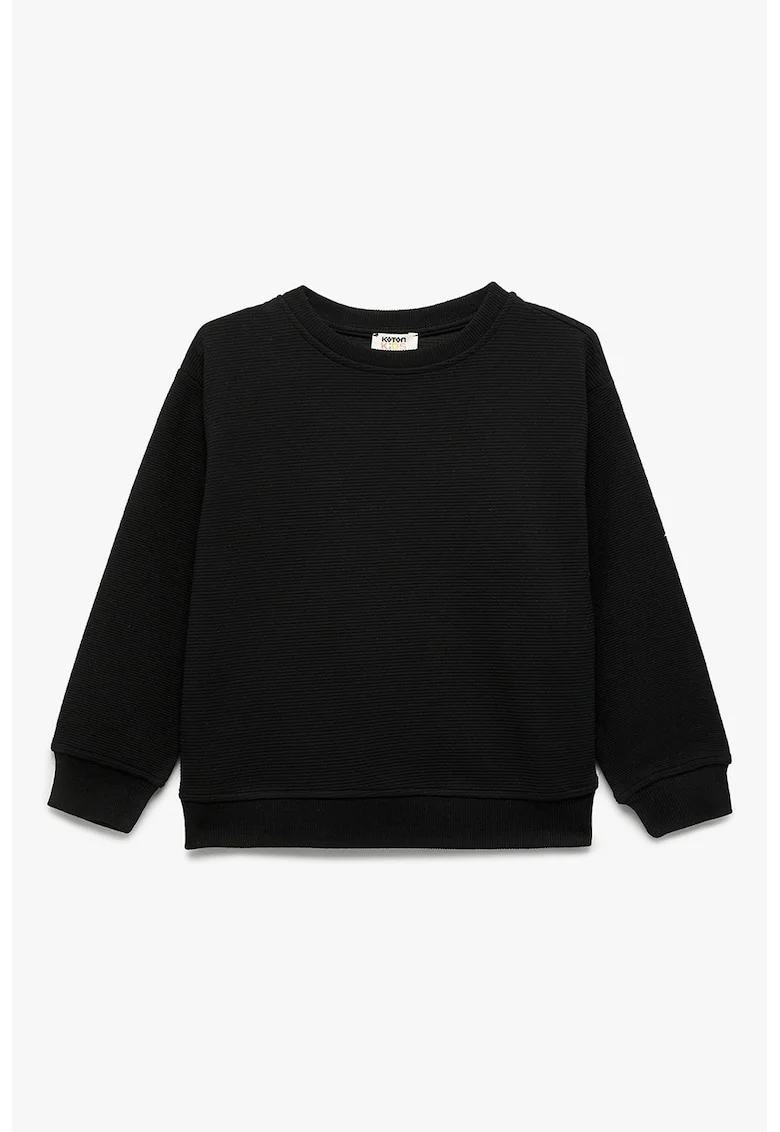 Bluza de trening cu decolteu la baza gatului si maneci cazute, Negru