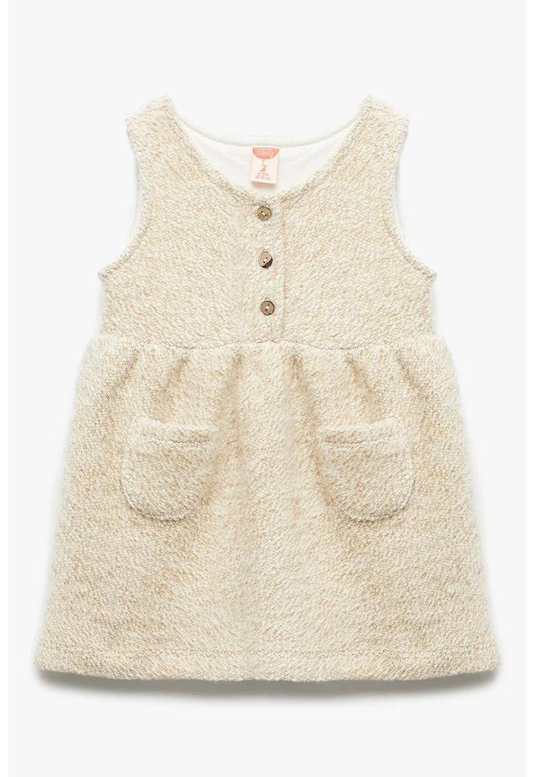 Rochie fara maneci cu buzunare, Bej