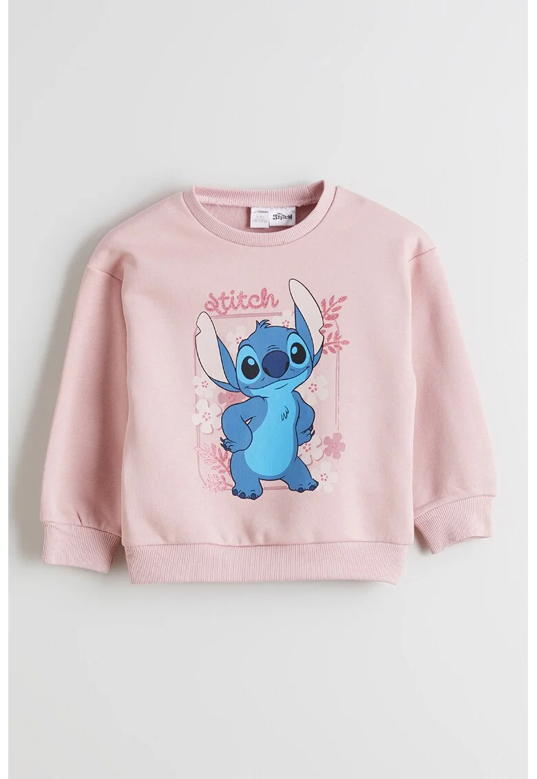 Bluza de trening cu imprimeu grafic, Roz pastel/Albastru