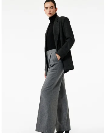 Pantaloni cu croiala ampla si pensa, Gri inchis