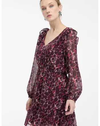 Rochie scurta cu decolteu in V si model, Violet tyrian