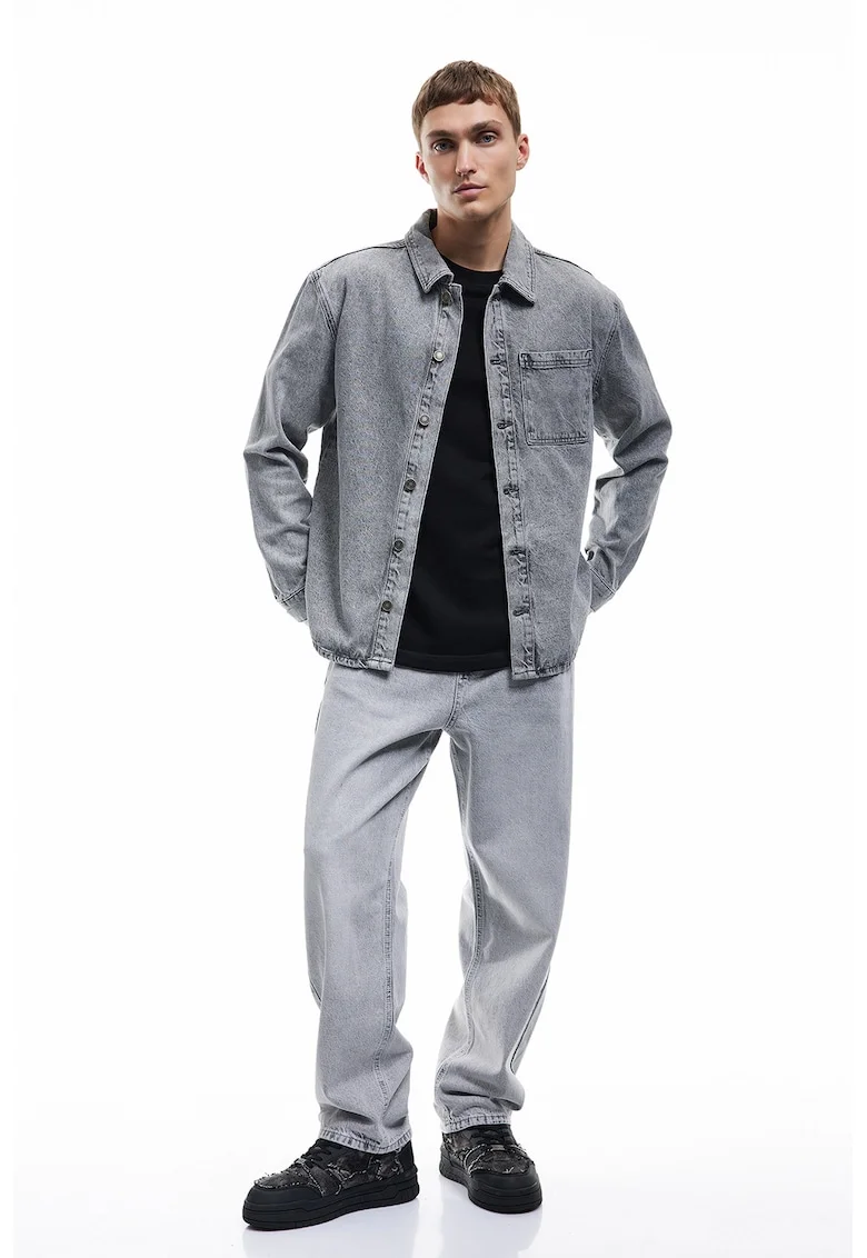 Blugi relaxed fit cu talie medie, Gri