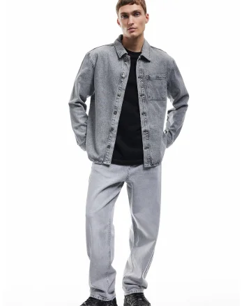 Blugi relaxed fit cu talie medie, Gri