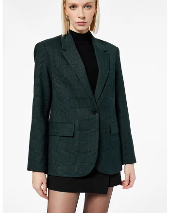 Sacou in carouri cu revere decupate, Verde padure