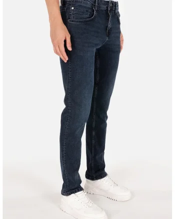 Blugi slim fit cu talie medie, Albastru inchis