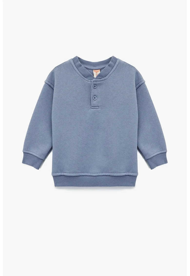 Bluza de trening cu fenta cu nasturi, Albastru prafuit