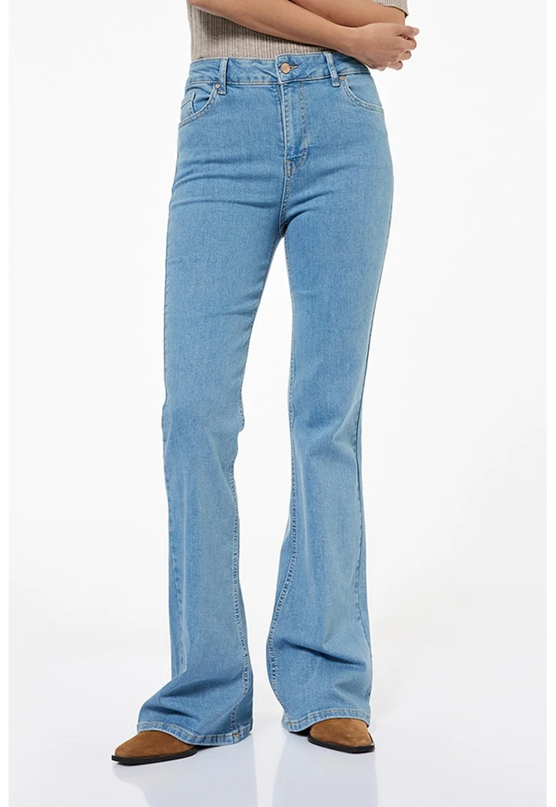 Blugi cu croiala bootcut si talie inalta, Albastru pastel