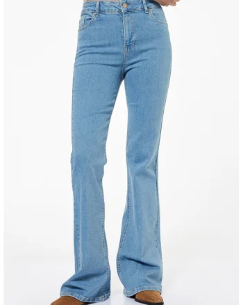 Blugi cu croiala bootcut si talie inalta, Albastru pastel